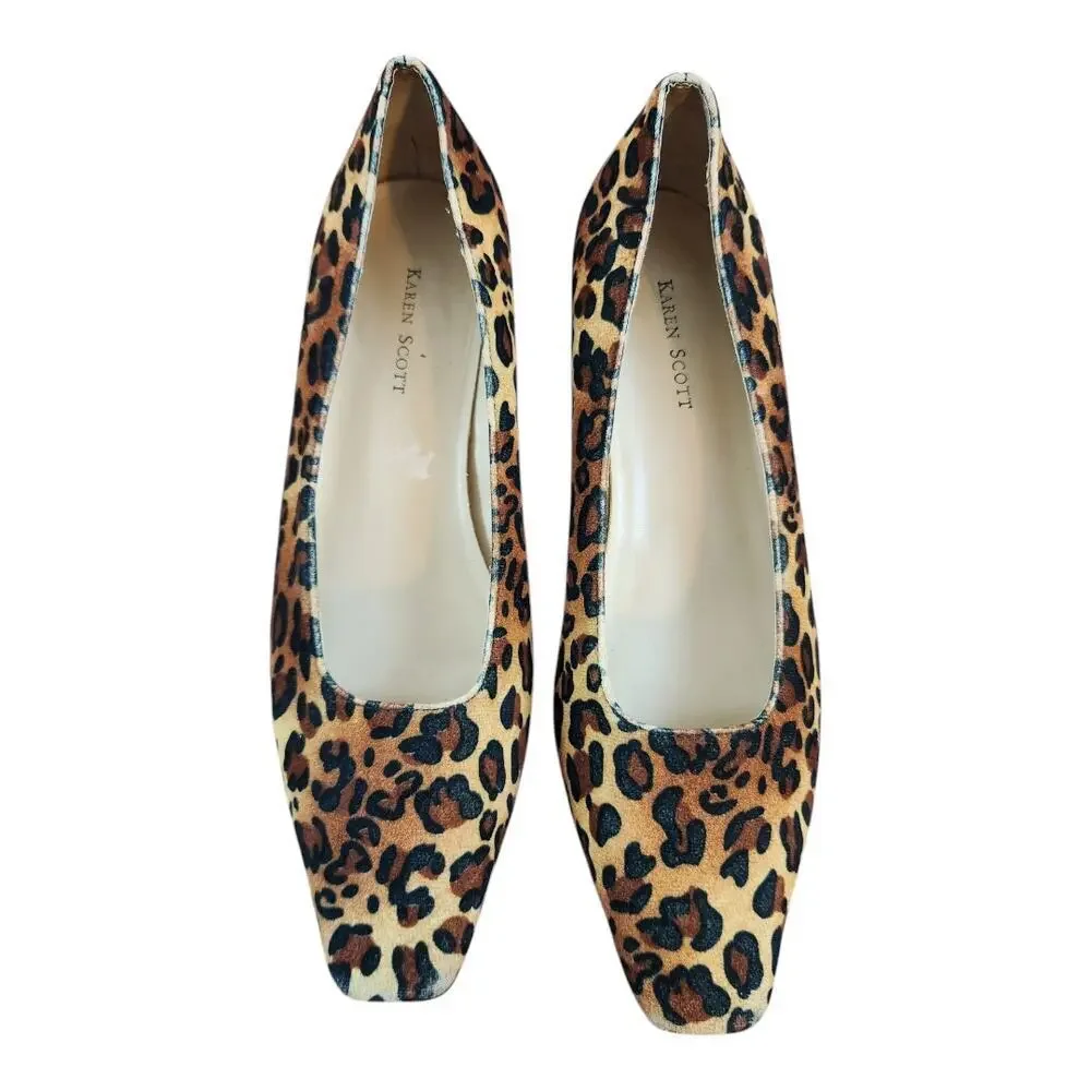Karen‎ Scott Jilly womens sz 7m leopard animal print pump heel square toe